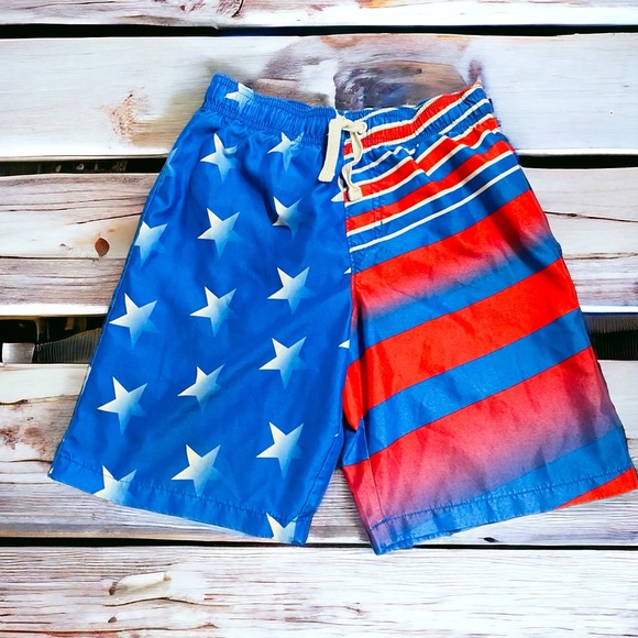 Wonder Nation American Flag Boys Swim trunks -shorts  | Boys Size Medium Size 8 - Picture 1 of 7